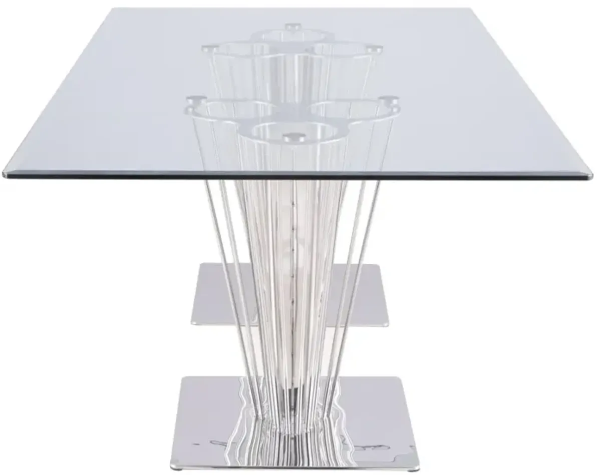 Chintaly Fernanda Contemporary Rectangular Glass Dining Table