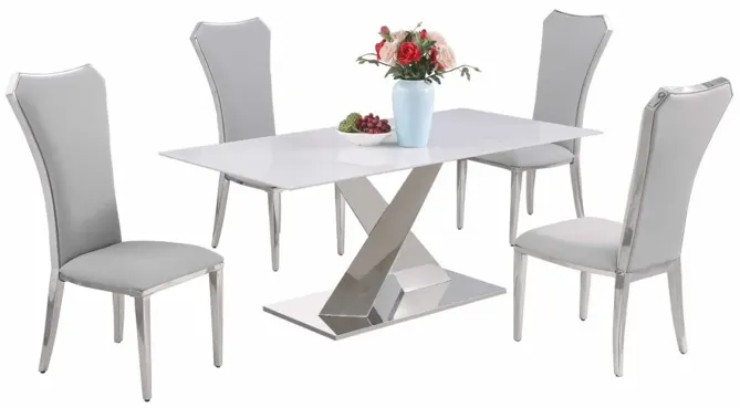 JENNIFER CONTEMPORARY DINING SET WITH SINTERED STONE TABLE & TALL-BACK CHAIRS