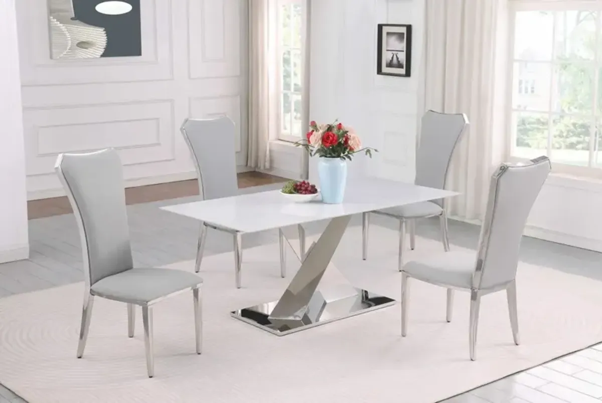 Chintaly Jennifer Contemporary Dining Set with Sintered Stone Table & Tall-Back Chairs