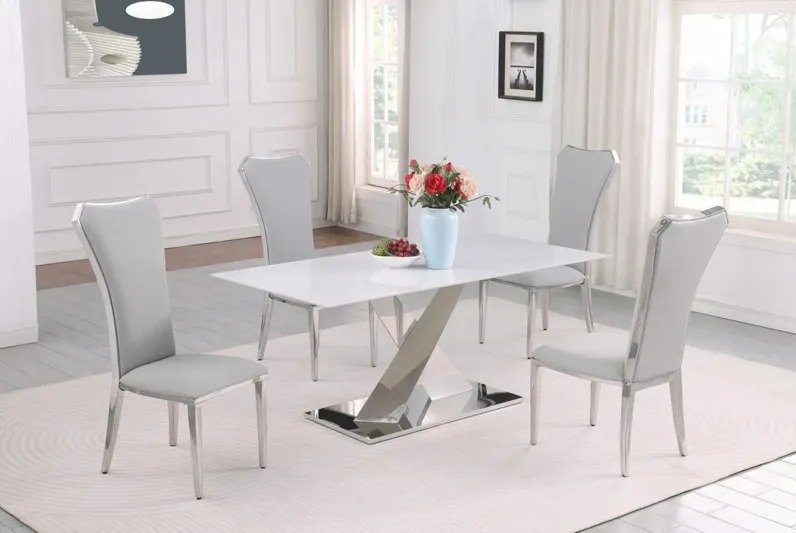 JENNIFER CONTEMPORARY DINING SET WITH SINTERED STONE TABLE & TALL-BACK CHAIRS