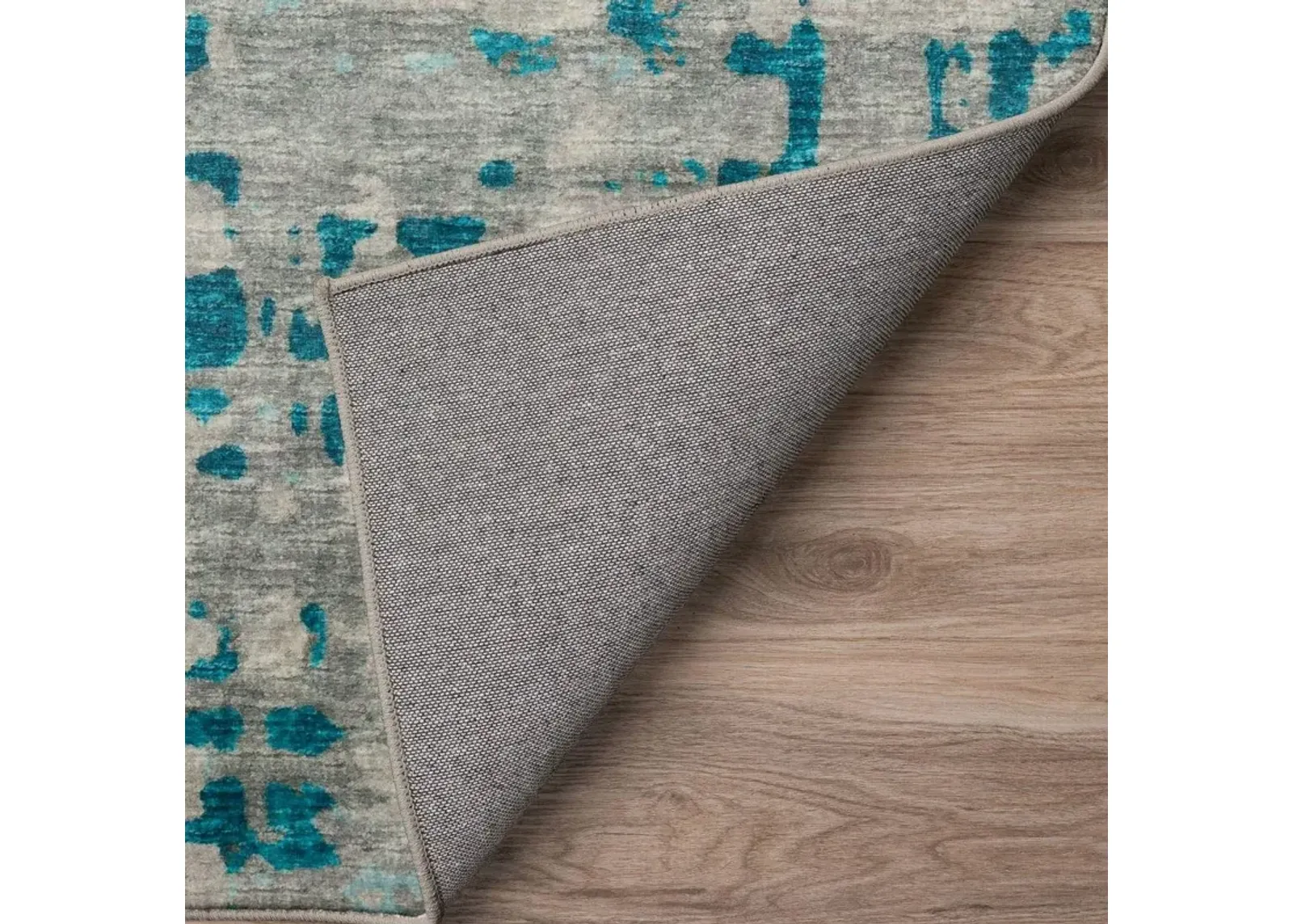 Dalyn Abstract Watercolor Turquoise On Gray Brisbane 5'X8' Area Rug