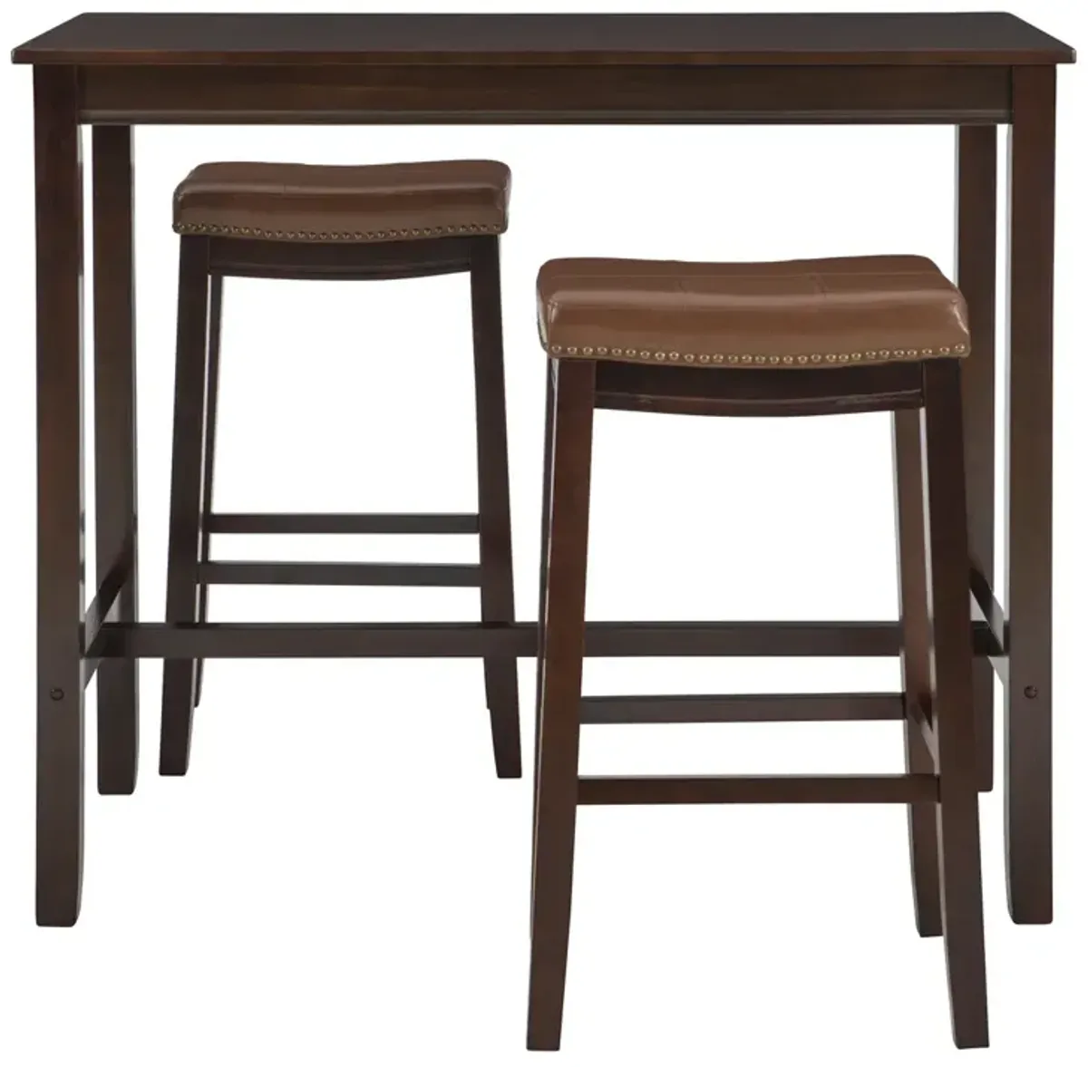 Linon Claridge 3-Piece Brown/Cognac Bar Stools & Table Set