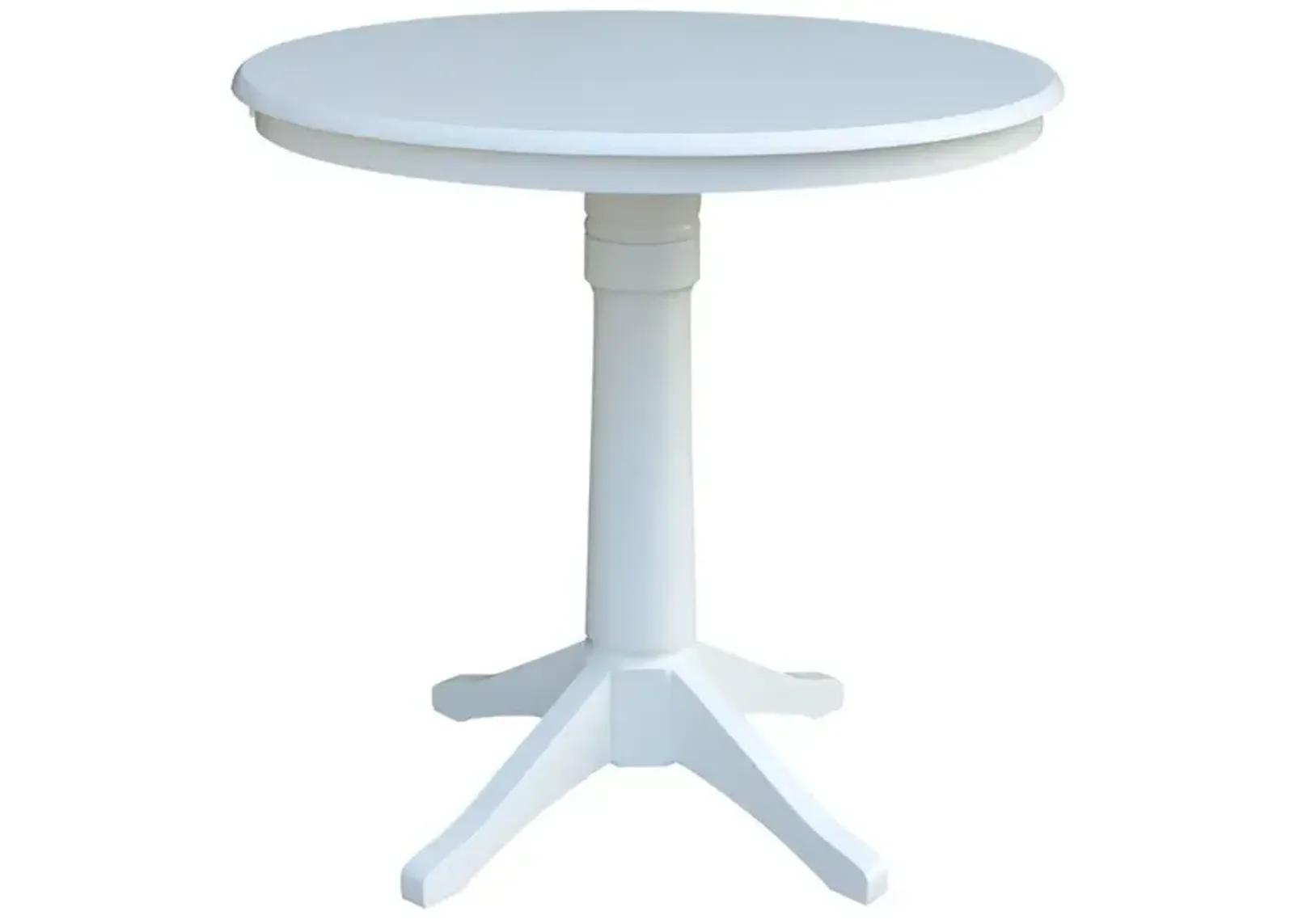 John Thomas Dining Essentials 36 Inch Round Table Top with 36 Inch Transitional Pedestal Base with Extension in Pure White