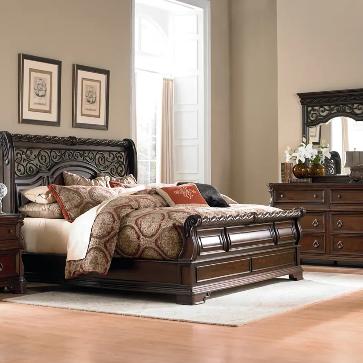 Liberty Furniture Complete Queen Bedroom Set Sleigh Bed, Dresser & Mirror Arbor Place