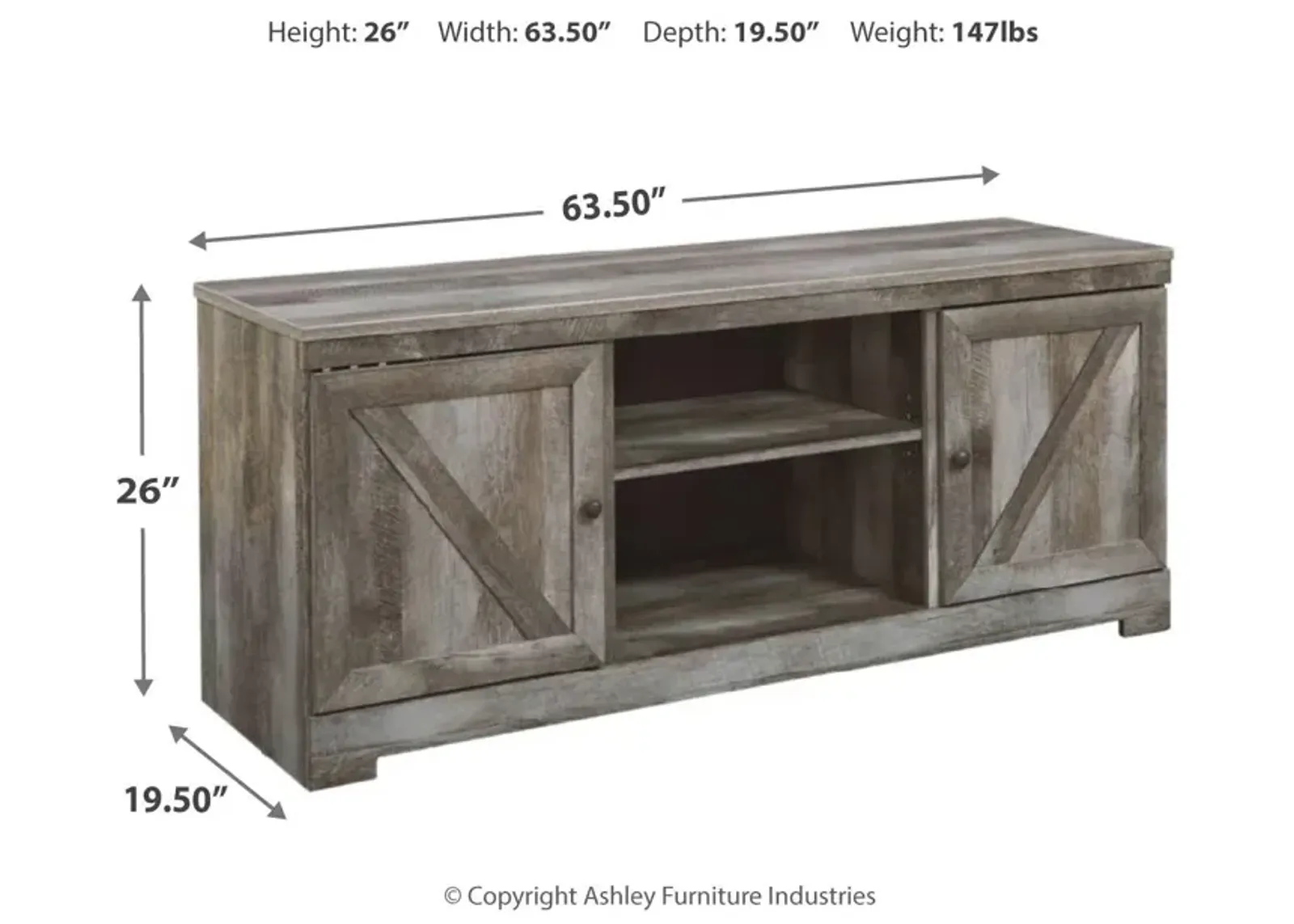 Ashley 63 Inch Wynnlow TV Stand Gray