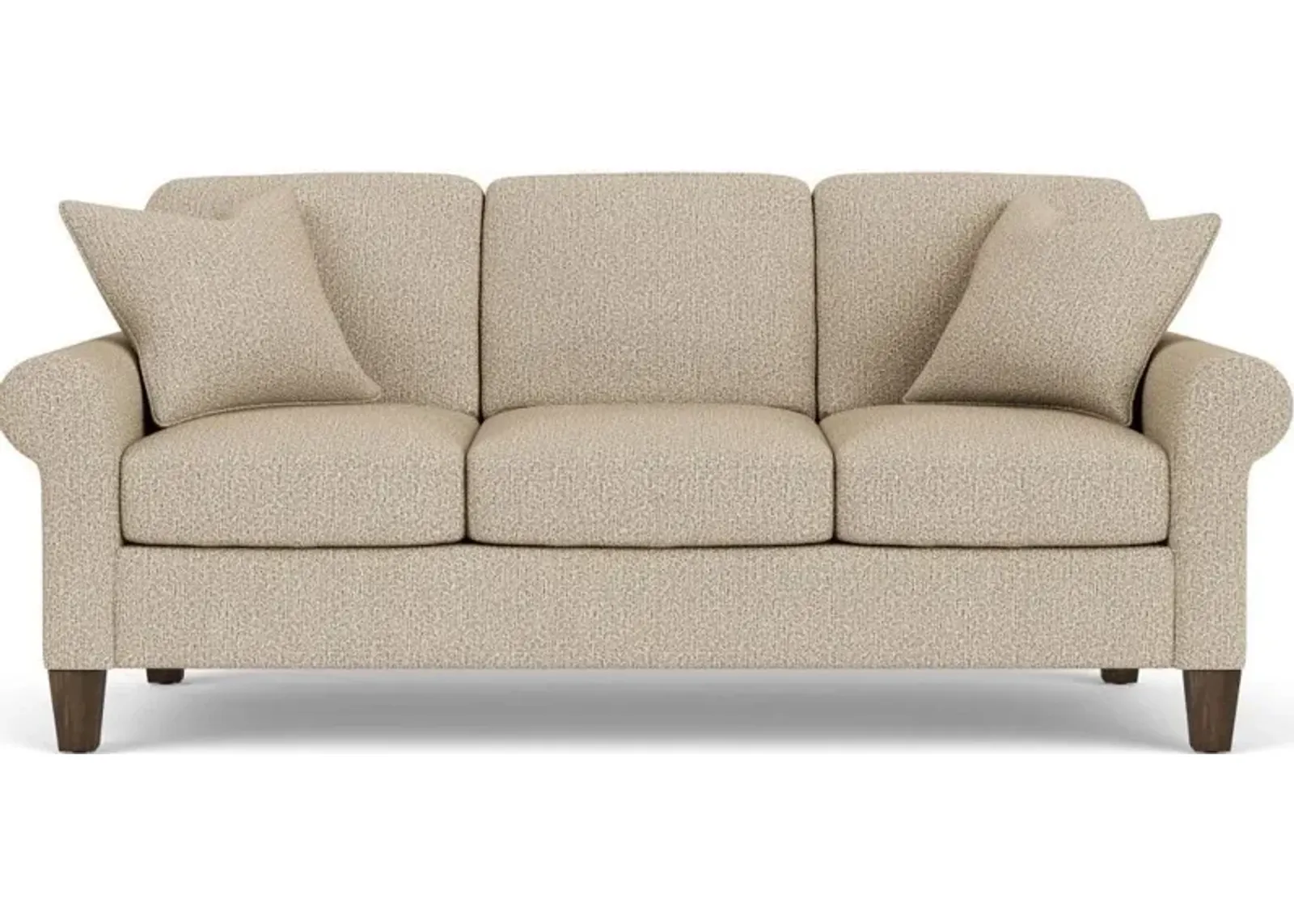 Flexsteel South Haven Fossil Rolled Arm Sofa with Square Legs