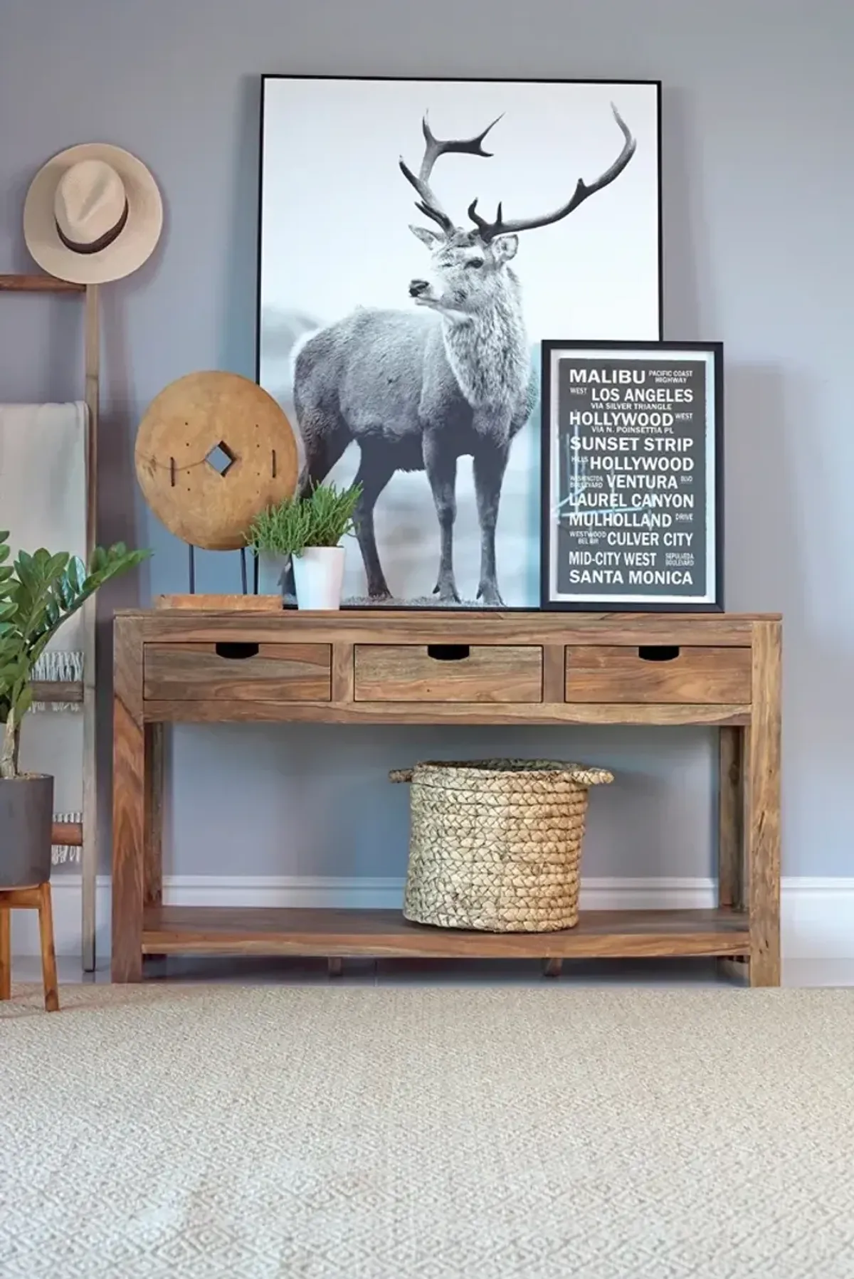 Coaster Esther 3-Drawer Wood Console Table Natural Sheesham