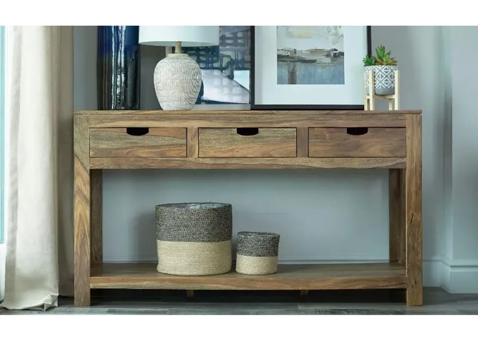 Coaster Esther 3-Drawer Wood Console Table Natural Sheesham