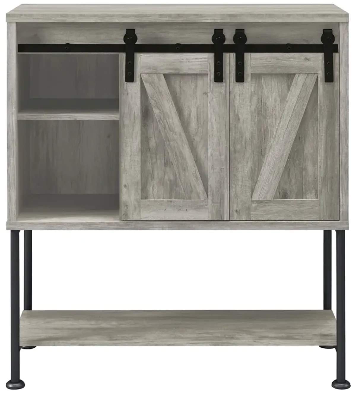 Coaster Claremont Sliding Door Home Bar Wine Cabinet Grey Driftwood