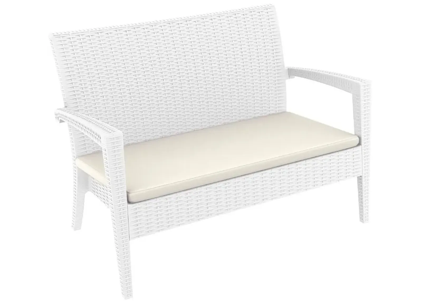 Compamia Miami Resin Loveseat White with Sunbrella Natural Cushion