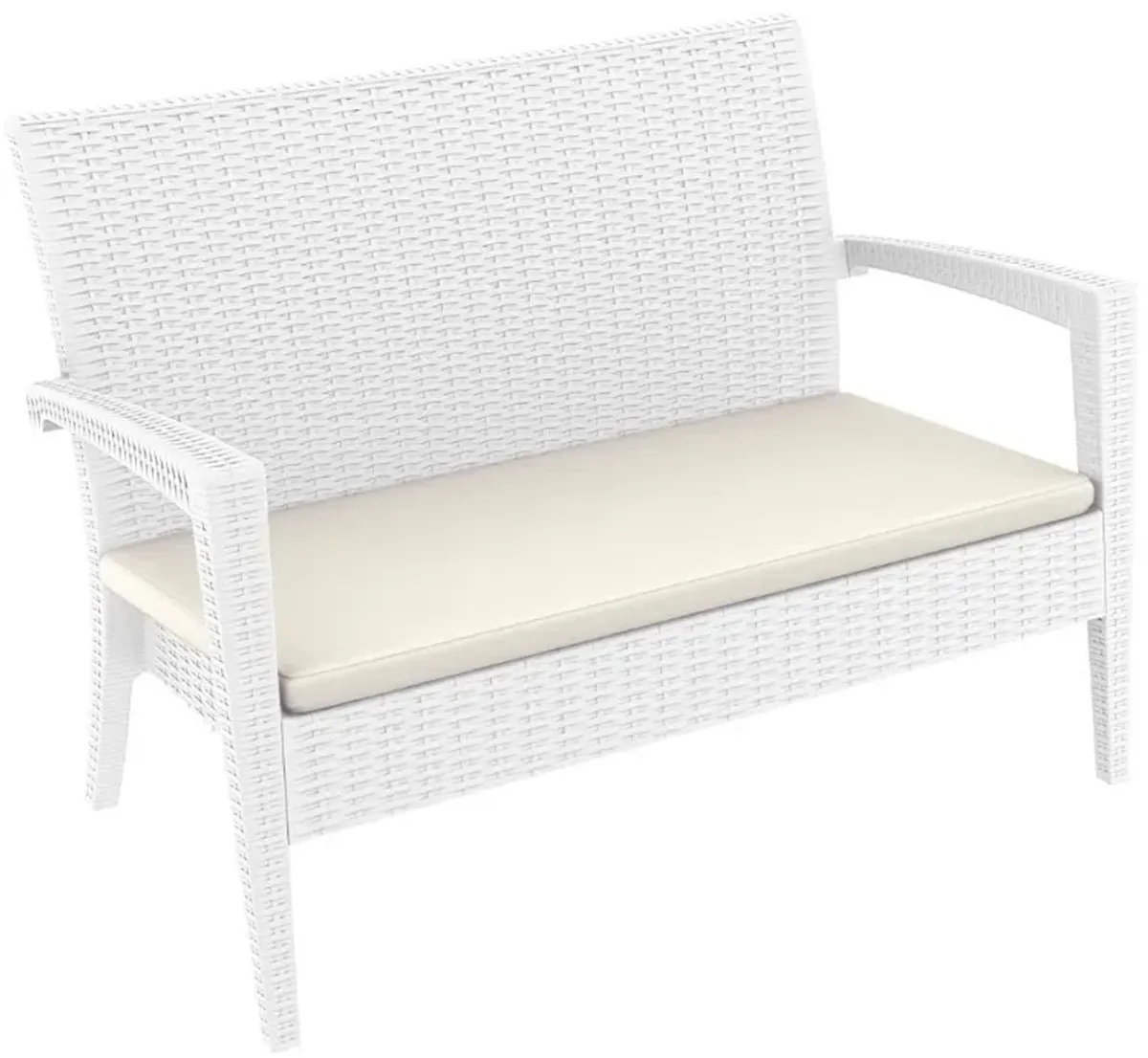 Compamia Miami Resin Loveseat White with Sunbrella Natural Cushion