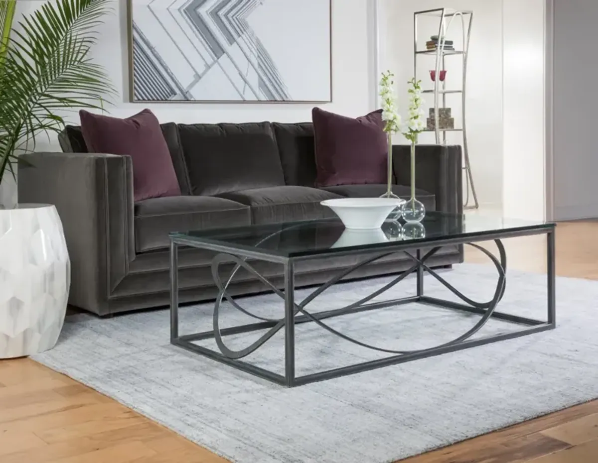 Artistica Home by Lexington Metal Designs Ellipse 54 Inch Rectangular Metal Cocktail Table Iron Gray