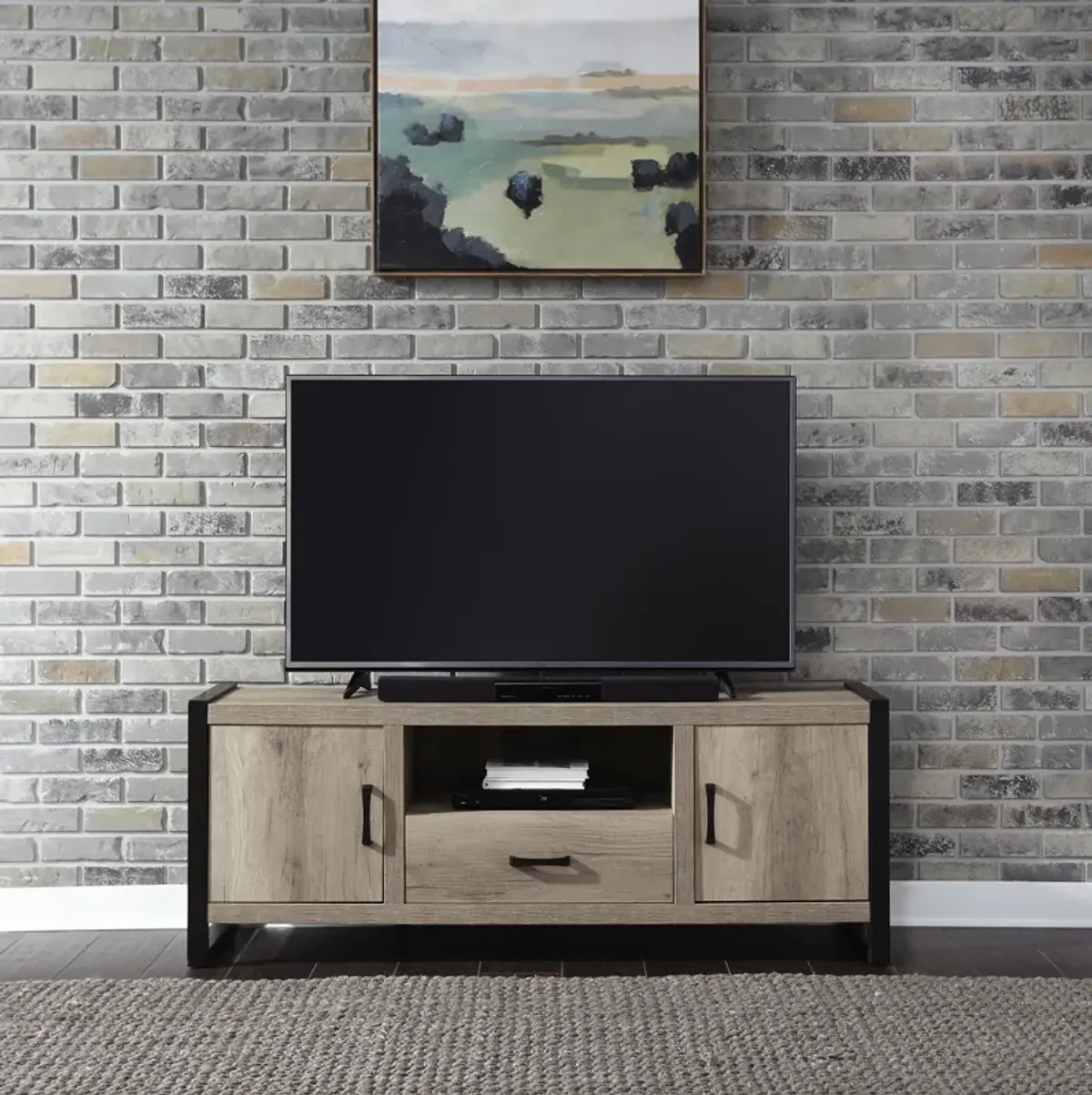 Liberty Furniture 64 Inch Sandstone Entertainment Center with Piers Sun Valley