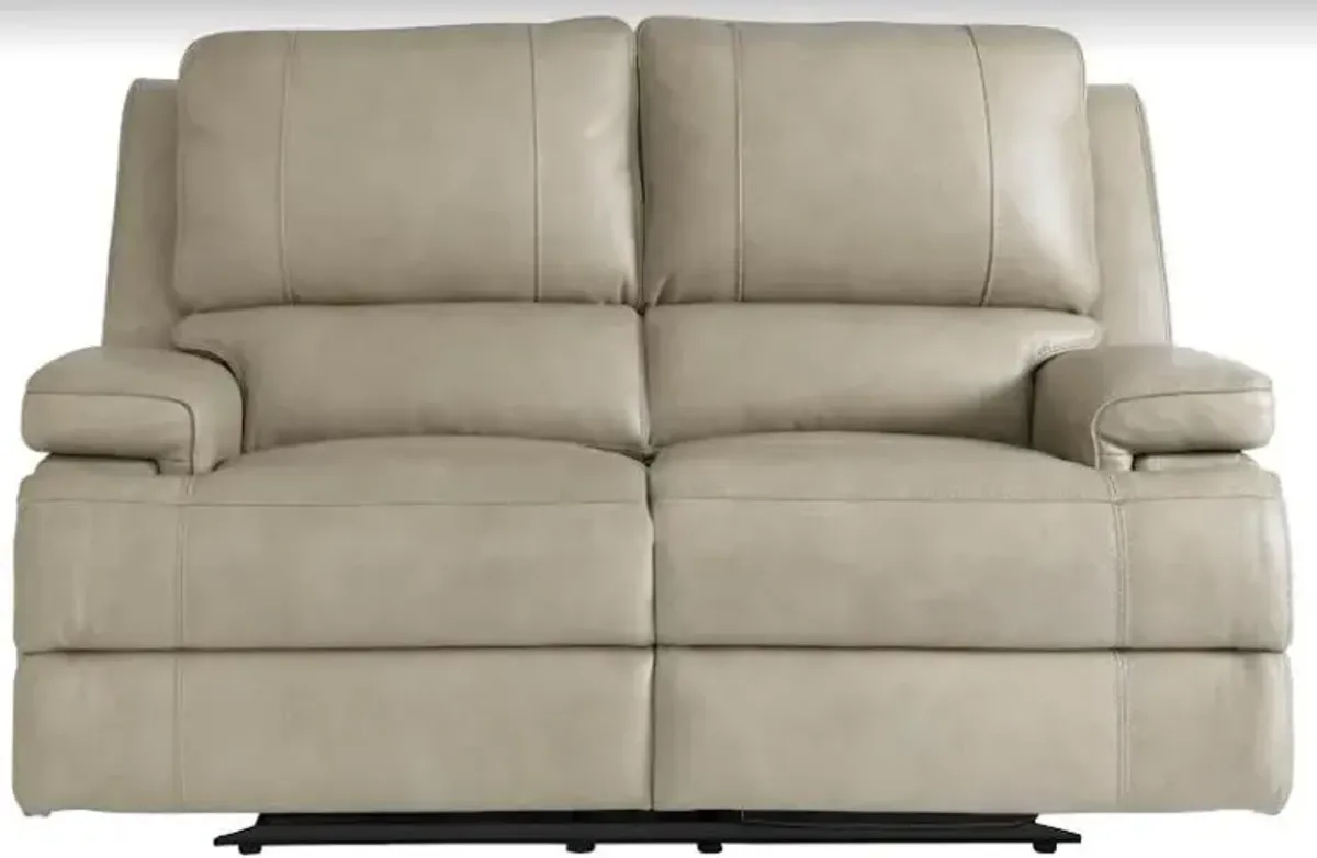 Bassett Parsons Flax Leather Triple Power Loveseat