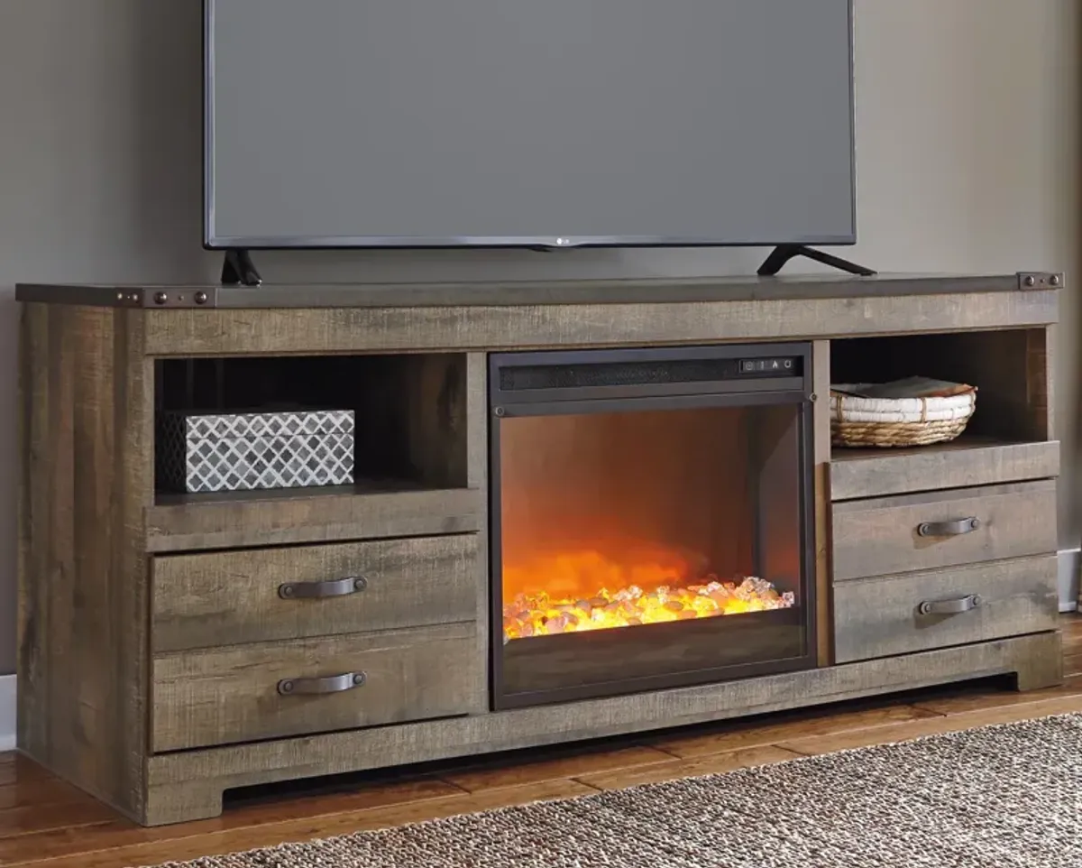 Ashley Trinell 63 Inch TV Stand with Electric Fireplace 4608 BTU/1400W Brown