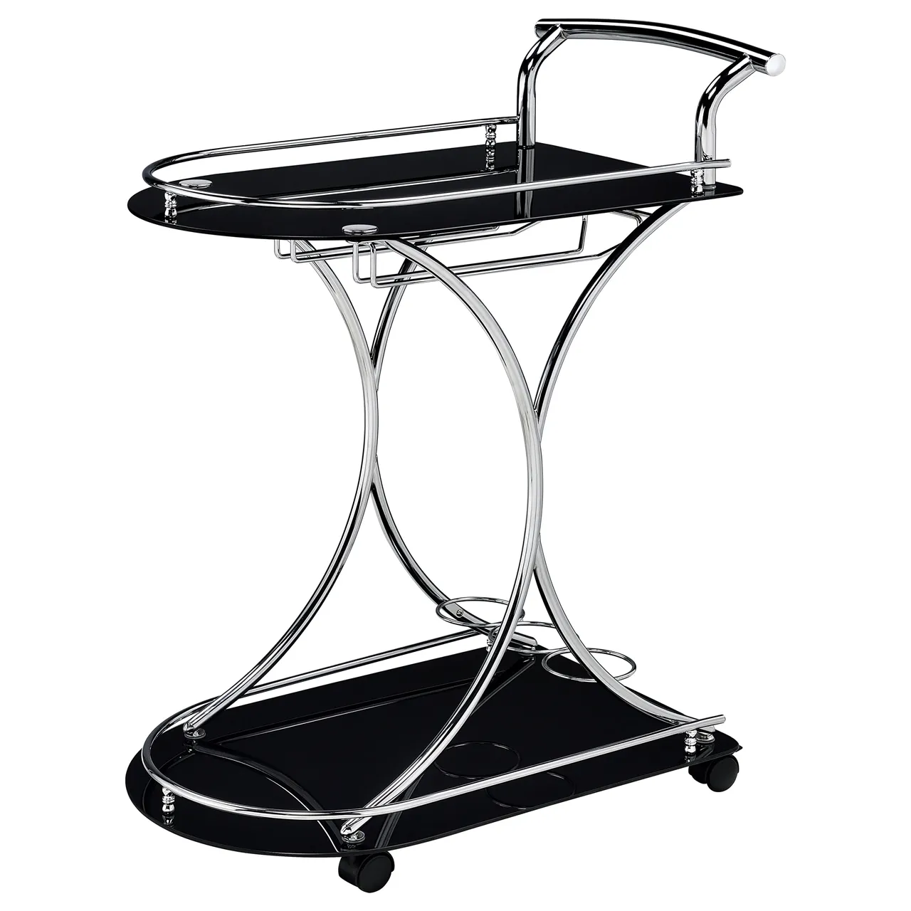 CHROME & BLACK SERVING CART