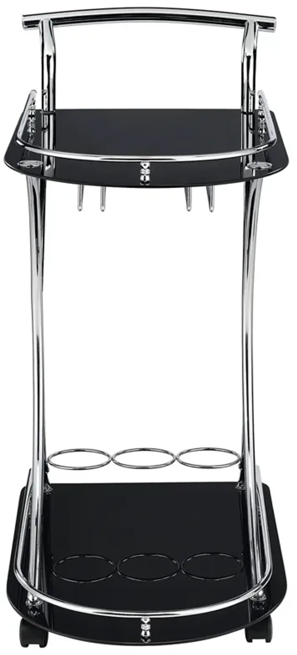 Coaster Elfman 2-Tier Glass Shelf Metal Bar Cart Black & Chrome