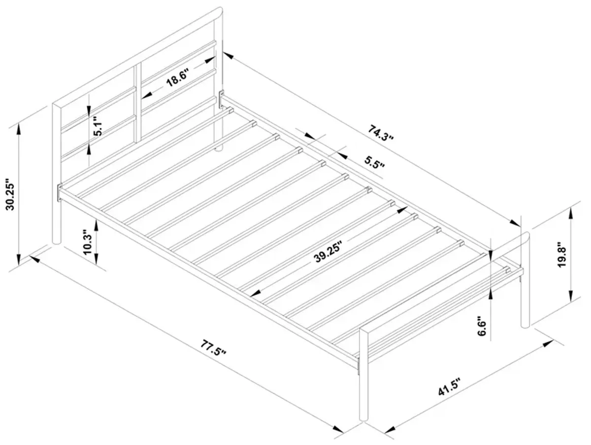 Coaster Fisher Metal Twin Open Frame Bed Gunmetal