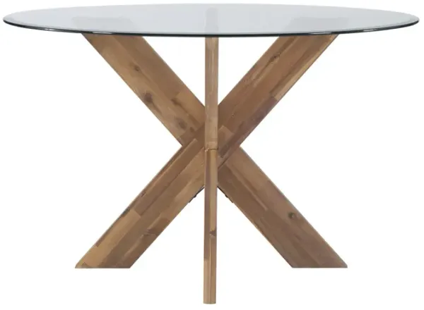 Powell Adler X-Base Dining Table with Glass Natural