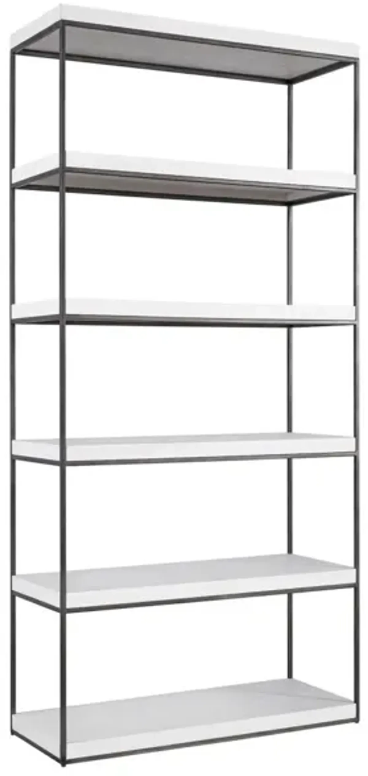 Universal Modern Farmhouse Braxton Pepper/Rustic Oak Etagere Bookcase