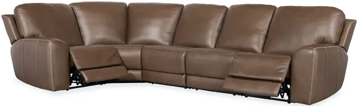 Hooker Furniture Torres Sorrento Mocha Reclining 5-Piece Leather Sectional