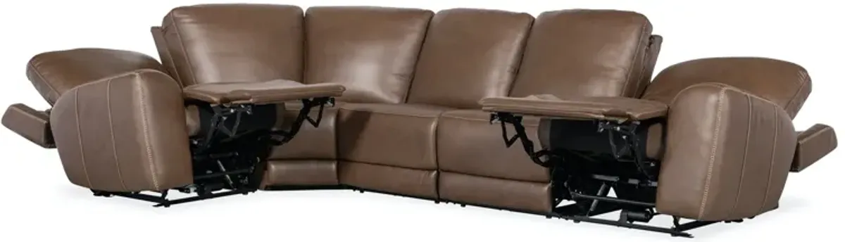 Hooker Furniture Torres Sorrento Mocha Reclining 5-Piece Leather Sectional