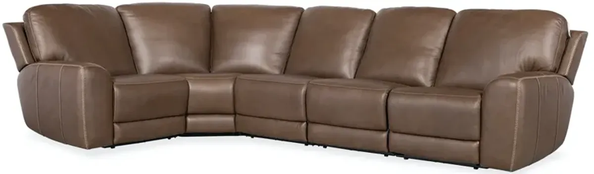 Hooker Furniture Torres Sorrento Mocha Reclining 5-Piece Leather Sectional