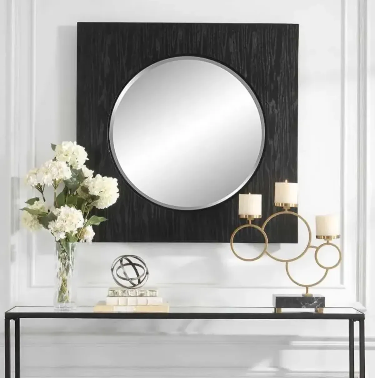 Uttermost Hillview Black Panel Mirror