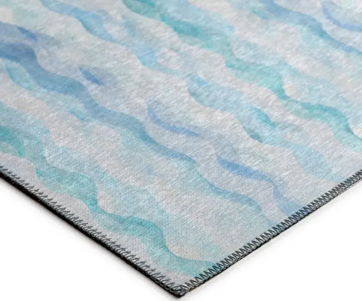 Dalyn Ocean's Whisper Cascading Blue Watercolor Waves 5'X8' Area Rug