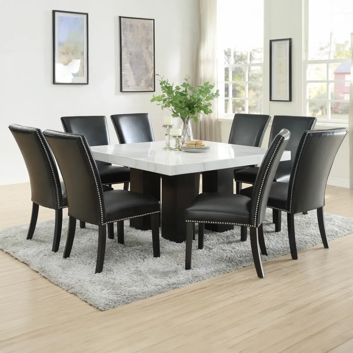 Steve Silver Camila 9-Piece Table & 8 Side Chairs Set In Dark Brown