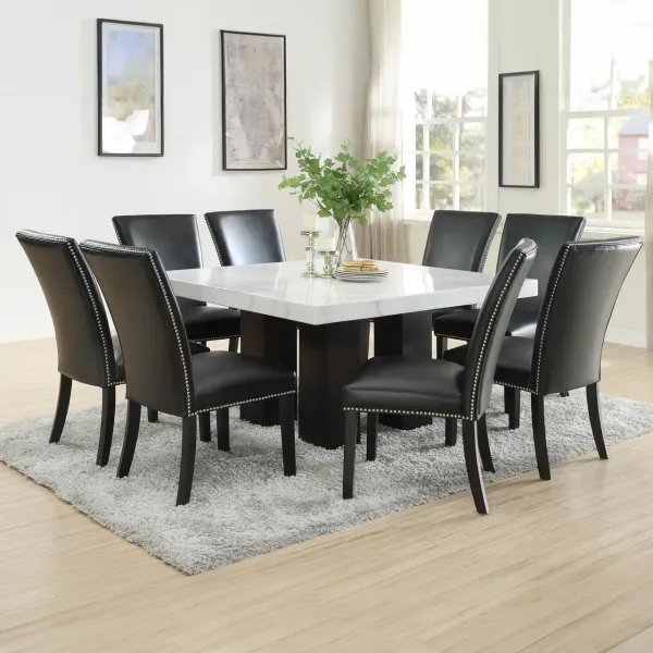 Steve Silver Camila 9-Piece Table & 8 Side Chairs Set In Dark Brown