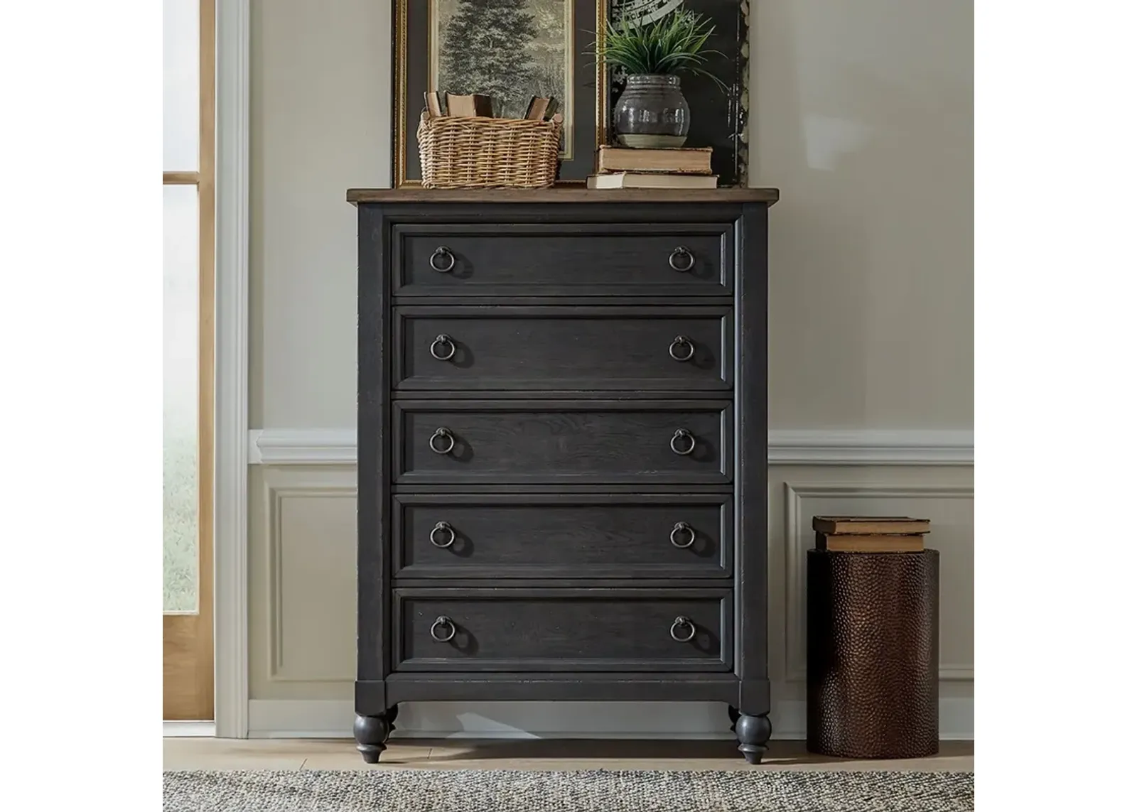 Liberty Furniture Black Americana Farmhouse 5-Drawer Chest