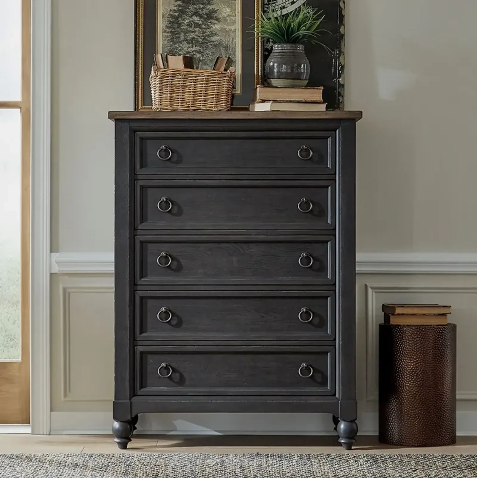 Liberty Furniture Black Americana Farmhouse 5-Drawer Chest