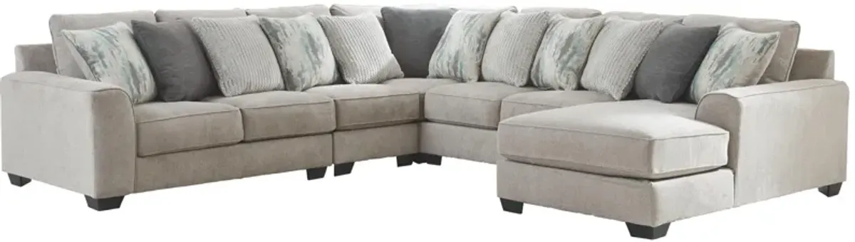 Ardsley 5-Piece Sectional with Chaise - Right-Arm Facing - Pewter