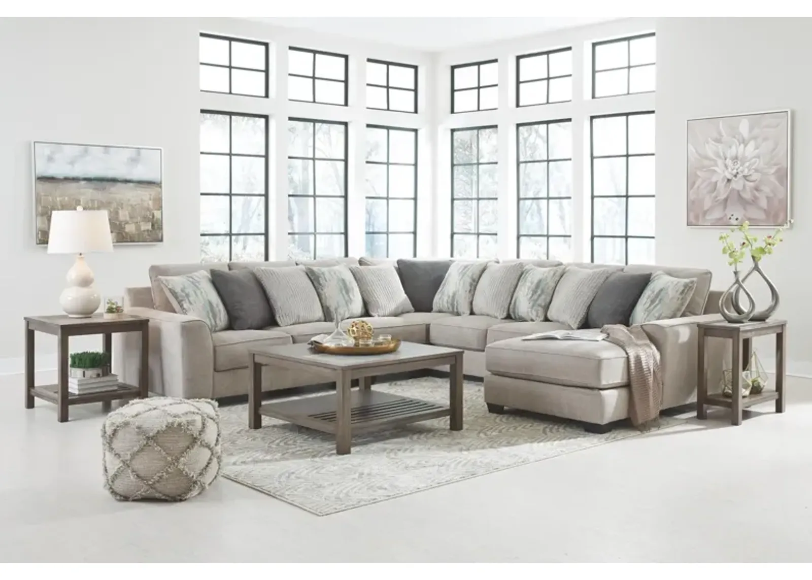 Ardsley 5-Piece Sectional with Chaise - Right-Arm Facing - Pewter