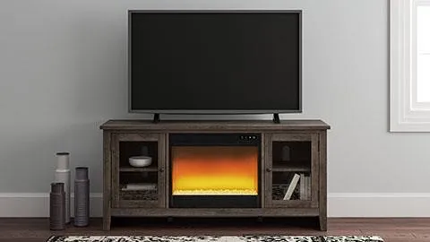 ARLENBRY 60" TV STAND WITH ELECTRIC FIREPLACE GRAY SIGNATURE DESIGN