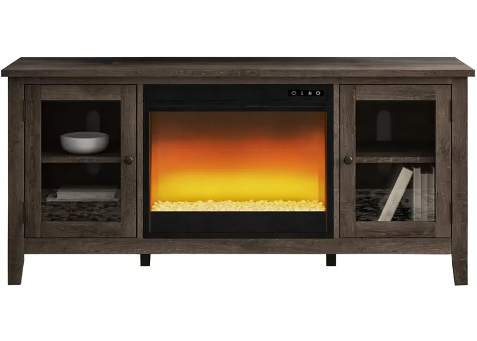 Ashley Arlenbry 60 Inch TV Stand with Electric Fireplace 4608 BTU/1400W Grey