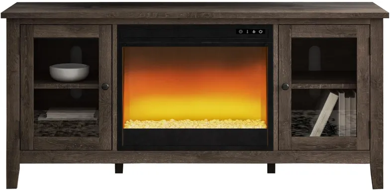 ARLENBRY 60" TV STAND WITH ELECTRIC FIREPLACE GRAY SIGNATURE DESIGN