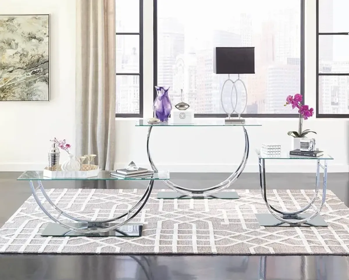 Coaster Danville U-Shaped Glass Top Entryway Console Table Chrome