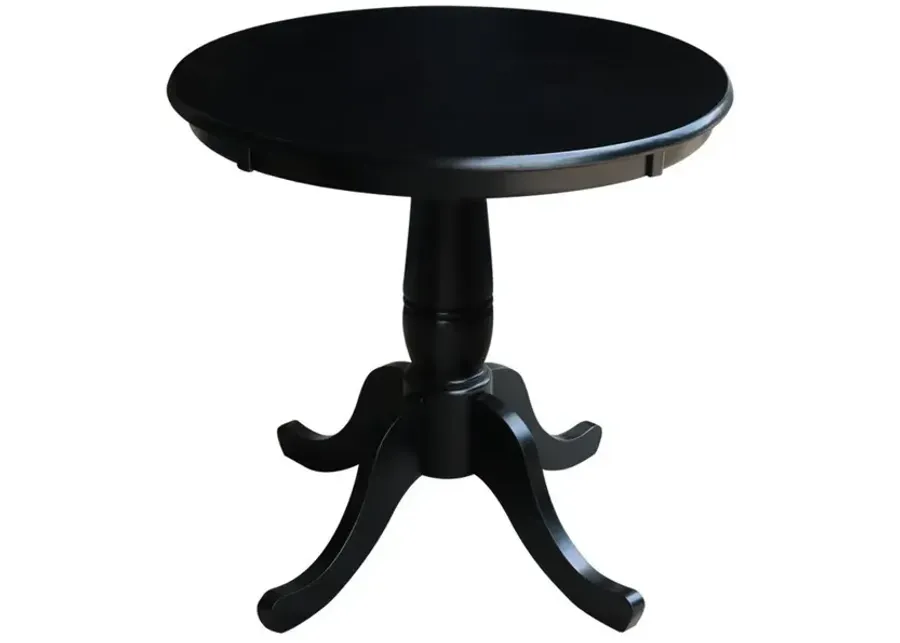 DINING ESSENTIALS 30" ROUND TABLE TOP WITH 30" TRADITIONAL PEDESTAL BASE IN BLACK