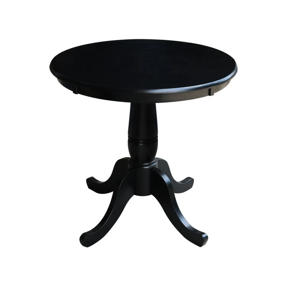 DINING ESSENTIALS 30" ROUND TABLE TOP WITH 30" TRADITIONAL PEDESTAL BASE IN BLACK