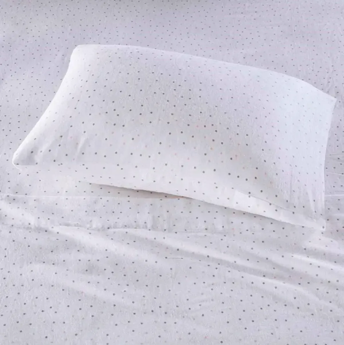 Olliix Intelligent Design Queen Grey/Pink Dots Cozy Soft Cotton Novelty Print Flannel Sheet Set