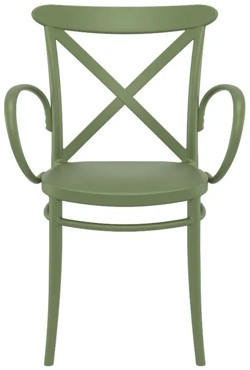 CROSS XL RESIN OUTDOOR ARM CHAIR OLIVE GREEN