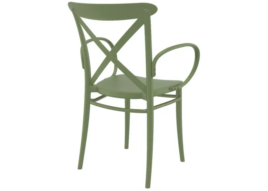 CROSS XL RESIN OUTDOOR ARM CHAIR OLIVE GREEN