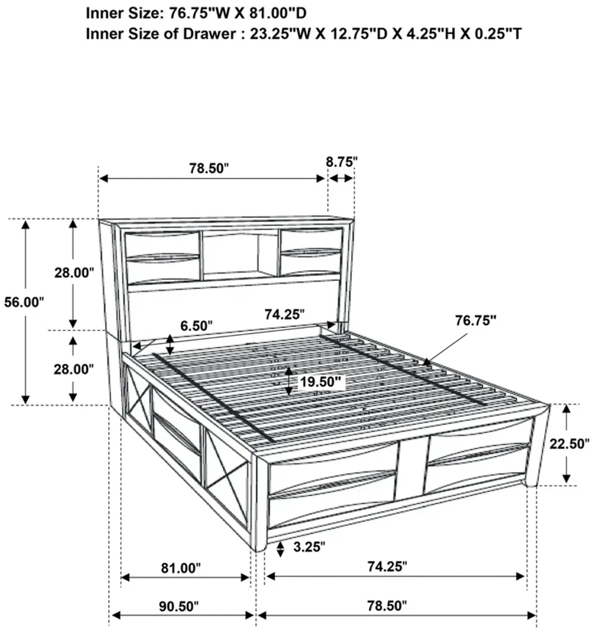 Coaster Briana Wood King Storage Bookcase Bed Black