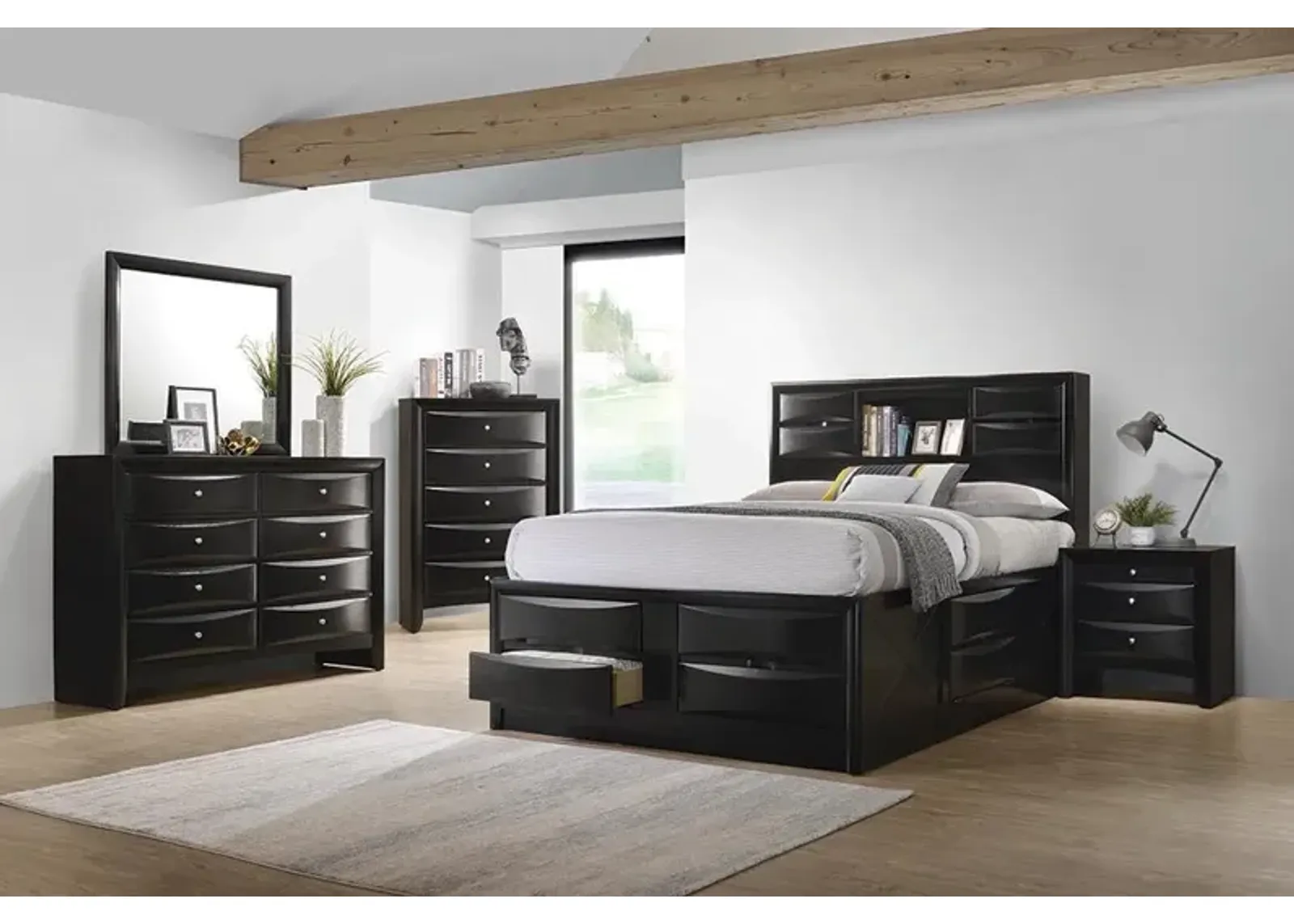 Coaster Briana Wood King Storage Bookcase Bed Black