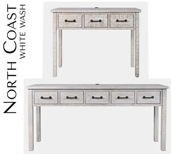 Jofran North Coast 5-Drawer Accent White Wash Console Accent Table