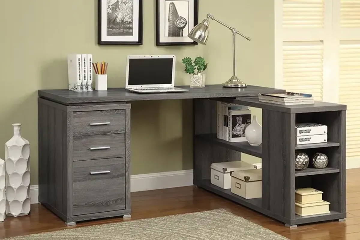 Coaster Yvette 60 Inch 3-Drawer L-Shape Computer Desk Weathered Grey