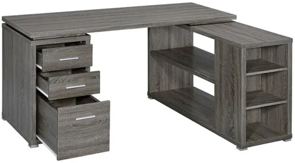 Coaster Yvette 60 Inch 3-Drawer L-Shape Computer Desk Weathered Grey