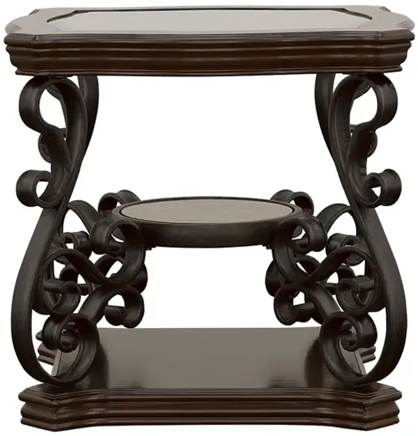 Coaster Laney 1-Shelf Glass Top Rectangular End Table Deep Merlot